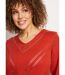 Pull bijou maille filet strass col V-5