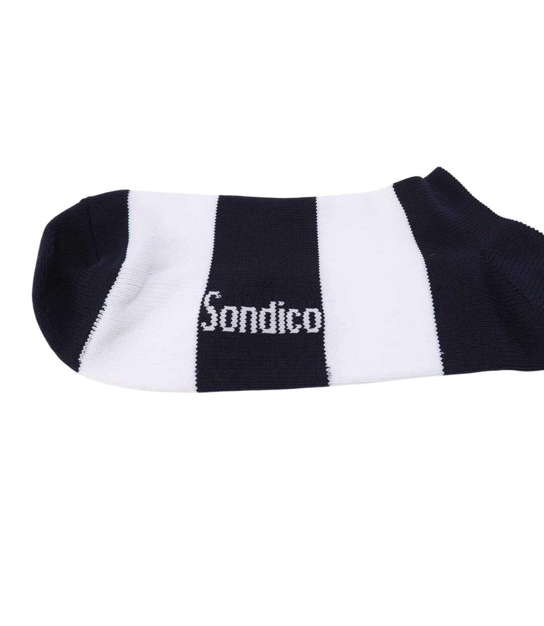 Chaussettes De Foot Motif/style Rayures Contrastées Homme Bleu Marine Blanc Sondico-4