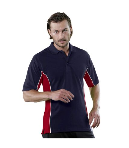 Gamegear® Mens Track Pique Short Sleeve Polo Shirt Top (Navy/Red/White)