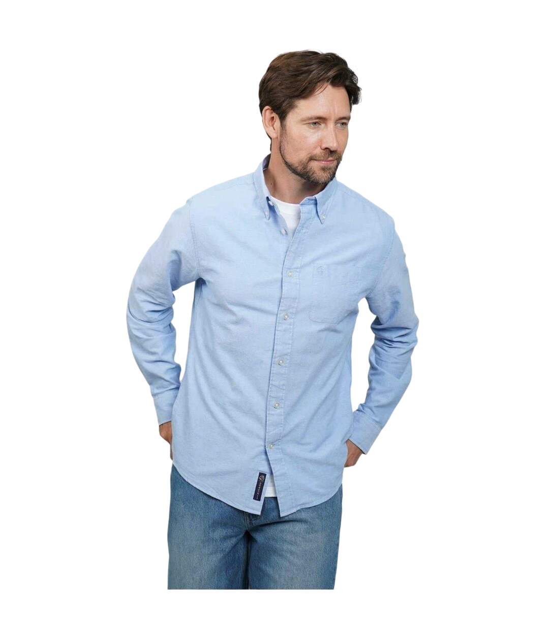 Mens Oxford Long-sleeved Shirt Sky Blue Howick-1