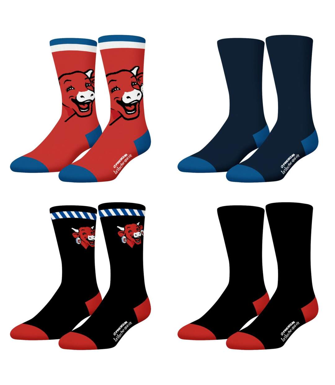 Lot de 4 paires de chaussettes homme La vache qui rit Freegun-1