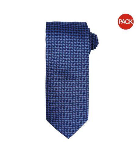 Lot de 2  Cravate à motif pied de poule homme taille unique bleu roi Premier