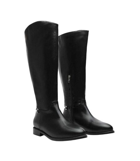 Womens/ladies Flat Knee-high Boots Black Where´s That From