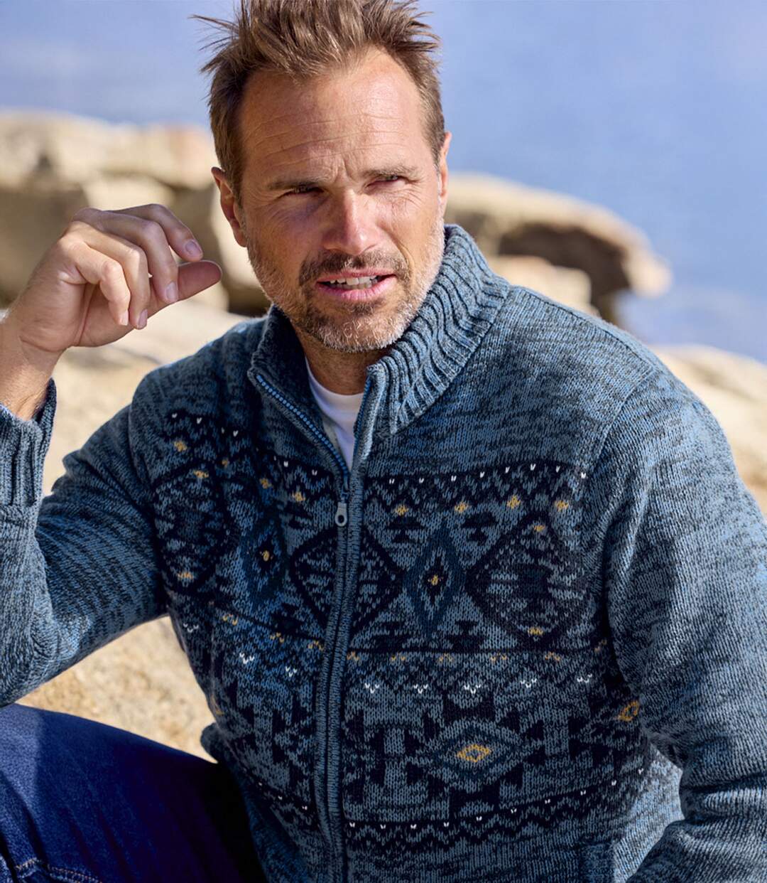 Blouson Tricot Jacquard Doublé Sherpa-2