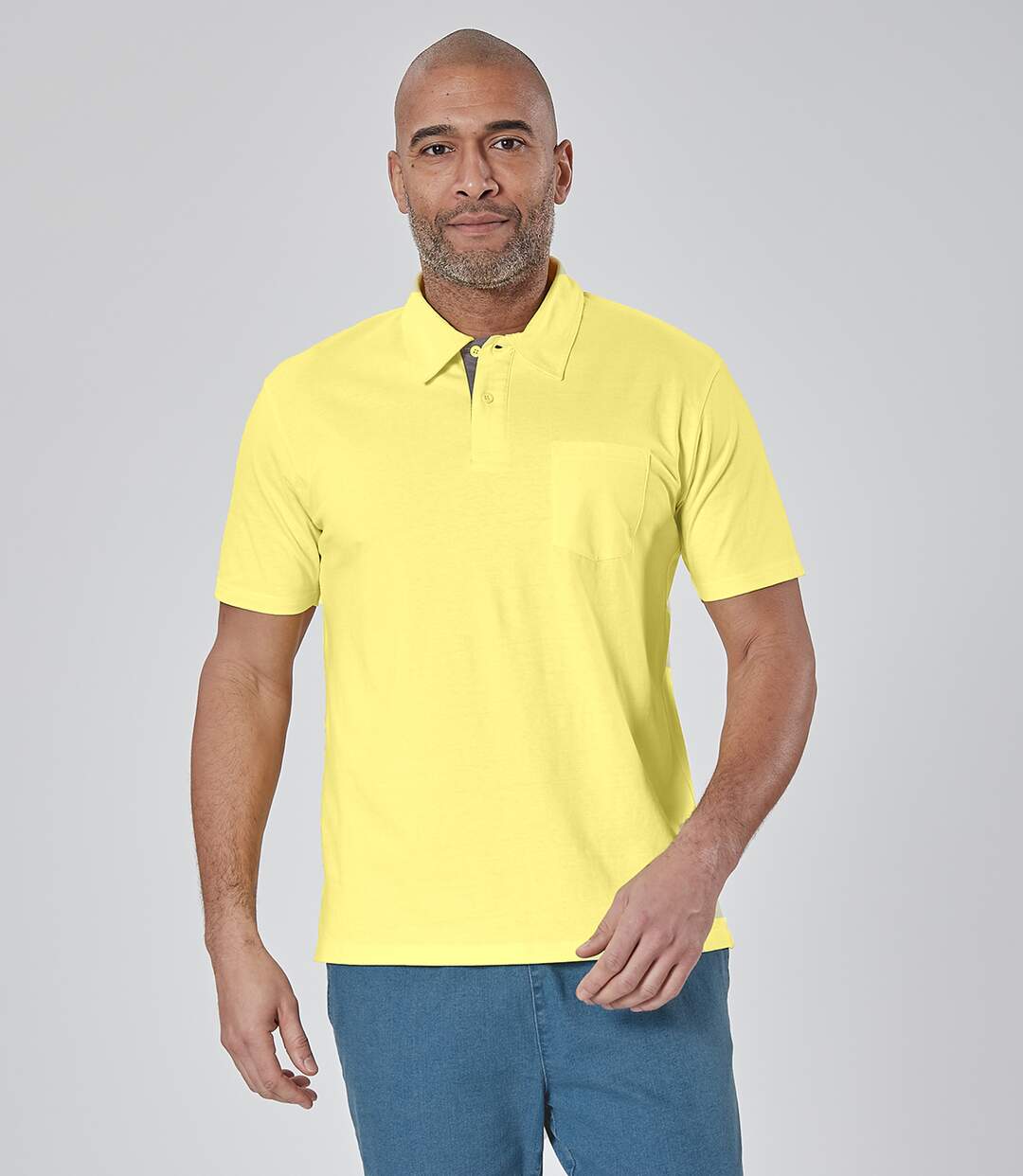 Pack of 3 Men's Casual Polo Shirts - Yellow Blue Anthracite-4