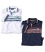 Pack of 2 Men's Striped Polo Shirts - Navy White