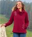 Women's Red Embroidered Fleece Jumper-1