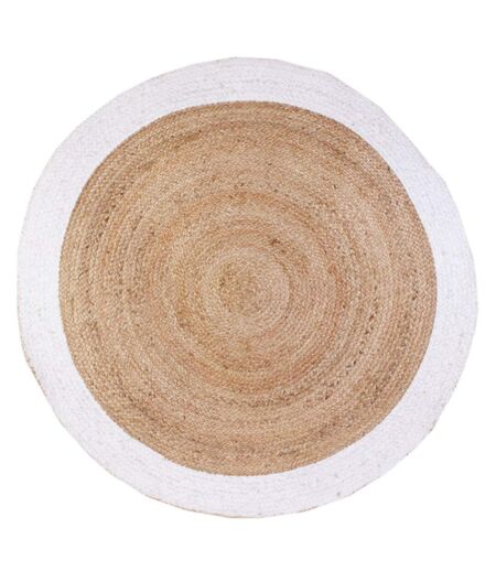 Tapis rond en jute design bicolore Sophie