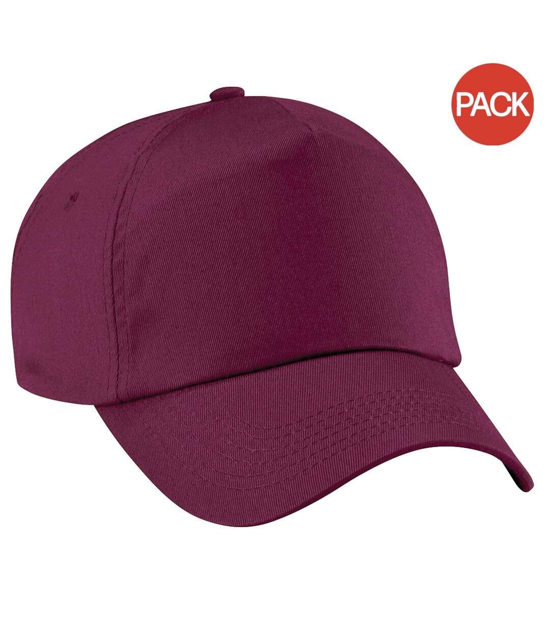 Lot de 2  casquettes de baseball adulte bordeaux Beechfield