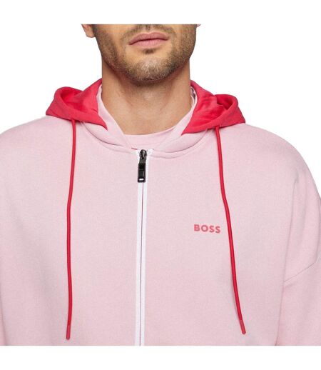 Mens Saggyart Zipped Hoodie Pink Boss
