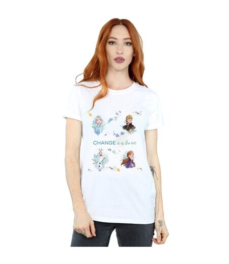 Disney Womens/Ladies Frozen 2 Change Is In The Air Cotton Boyfriend T-Shirt (Blanc) - UTBI24431