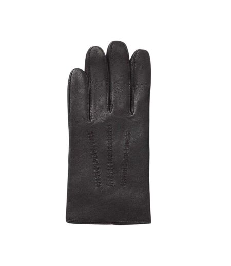 Mens Hainz Me Fleece Leather Gloves Medium Brown Boss
