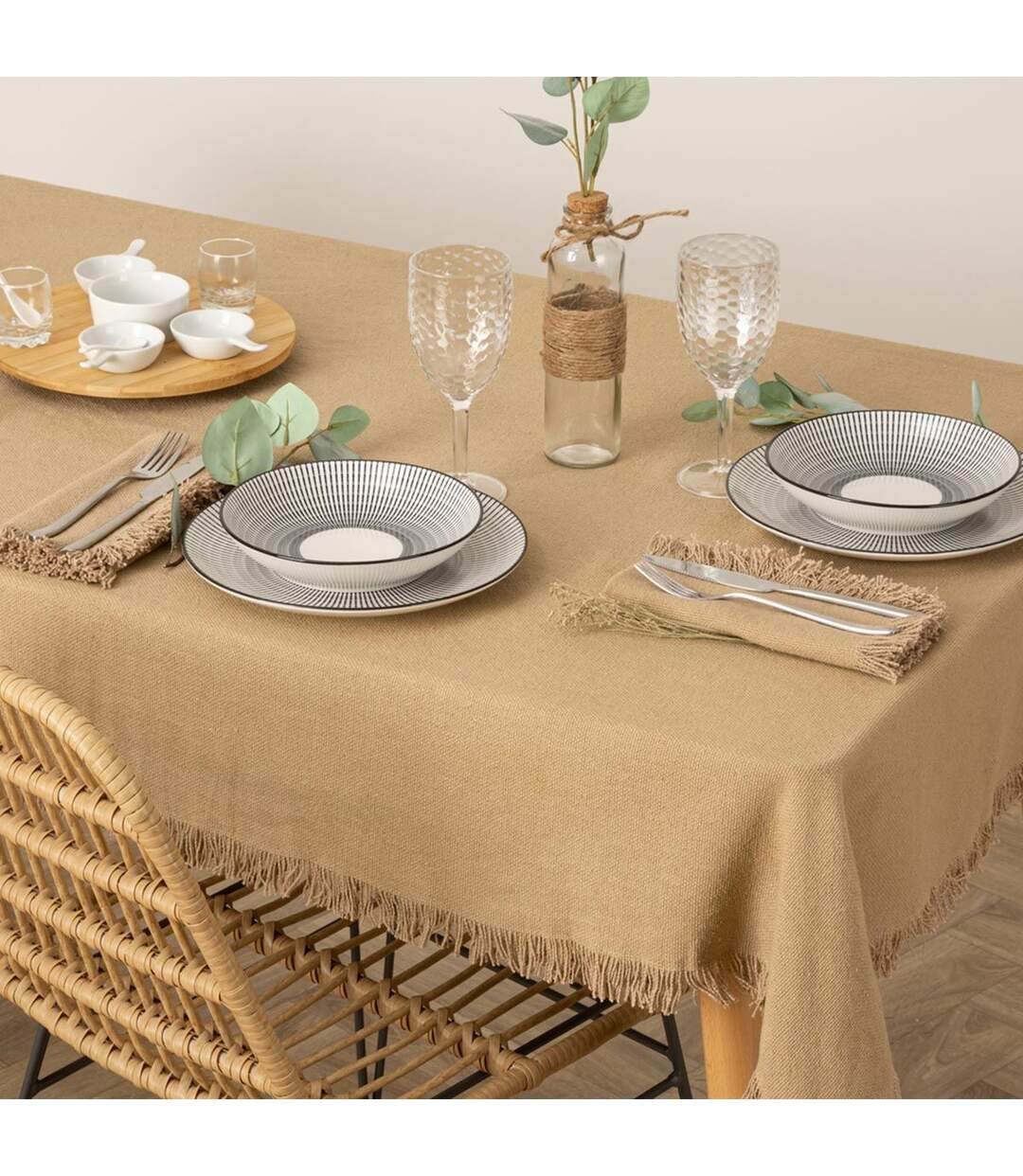 Nappe Déco à Franges Maha 150x250cm Beige-1