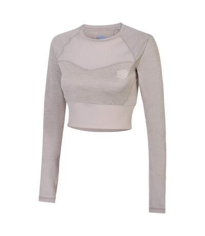 Womens/ladies pro training long-sleeved crop top silver grey marl Umbro