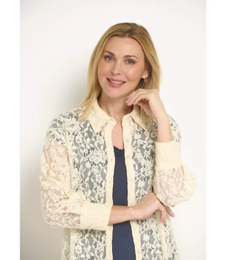 Robe chemisier longue en dentelle