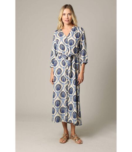 Robe longue en viscose avec incrustation fils lurex, à motifs JADY