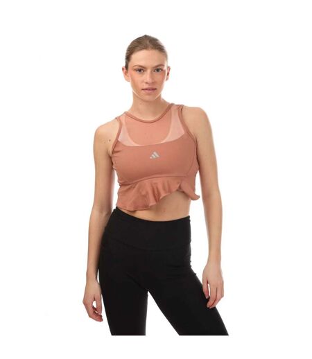 Womens/ladies Collective Power Aeroready Frill Crop Top Grey Adidas