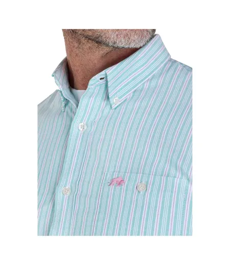 Chemise Manches Longues Motif/style Rayé Stanford Homme Vert Raging Bull