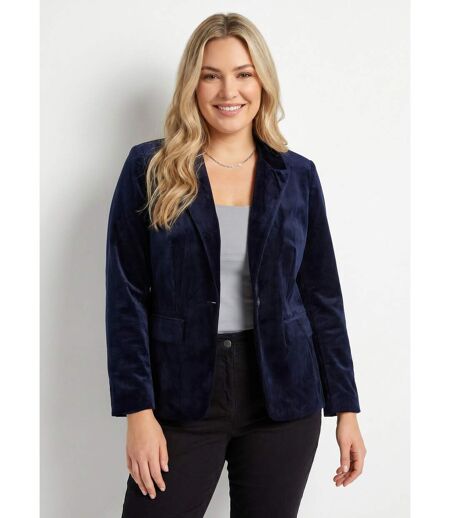 Veste blazer droite velours uni col tailleur