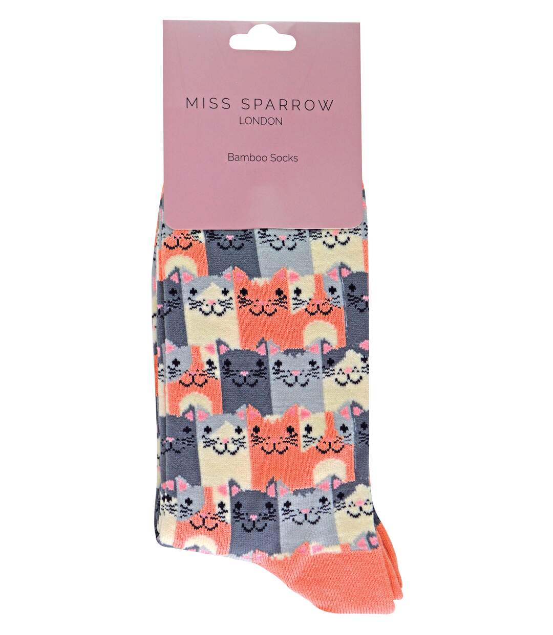 Miss Sparrow - 1 Paire Chaussettes Femme Chat Animaux Bambou Fantaisie-2