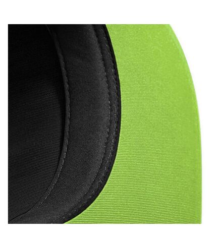 Beechfield Unisex 5 Panel Contrast Snapback Cap (Pack of 2) (Black/ Lime Green) - UTRW6721