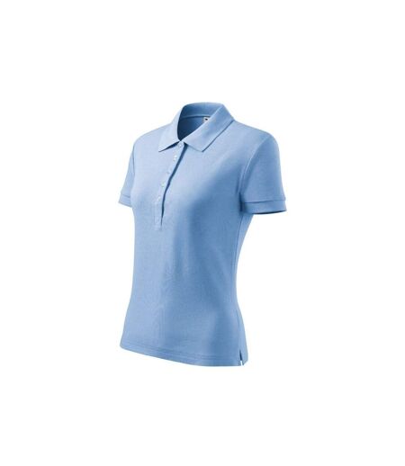Womens/ladies Cotton Polo Shirt Light Blue Malfini