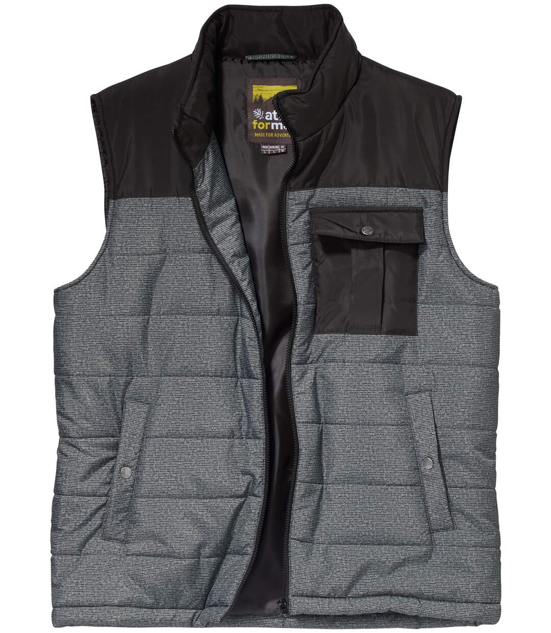 Men's Two-Tone Padded Gilet - Black Grey-3