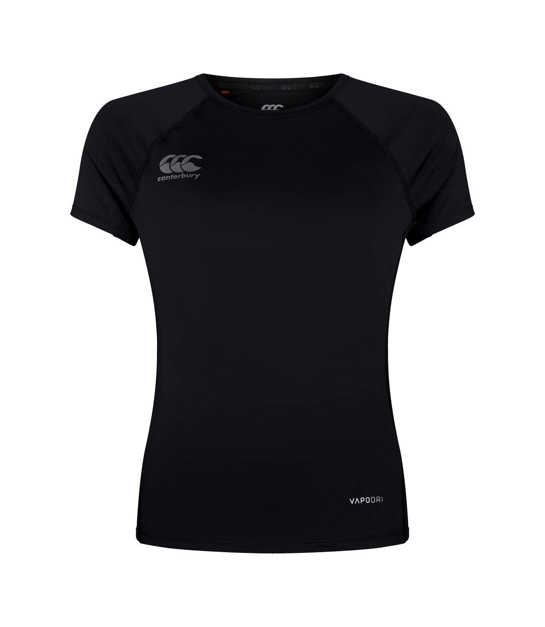 Womens/ladies Super Light Short-sleeved T-shirt Black Gunmetal Grey Canterbury-1