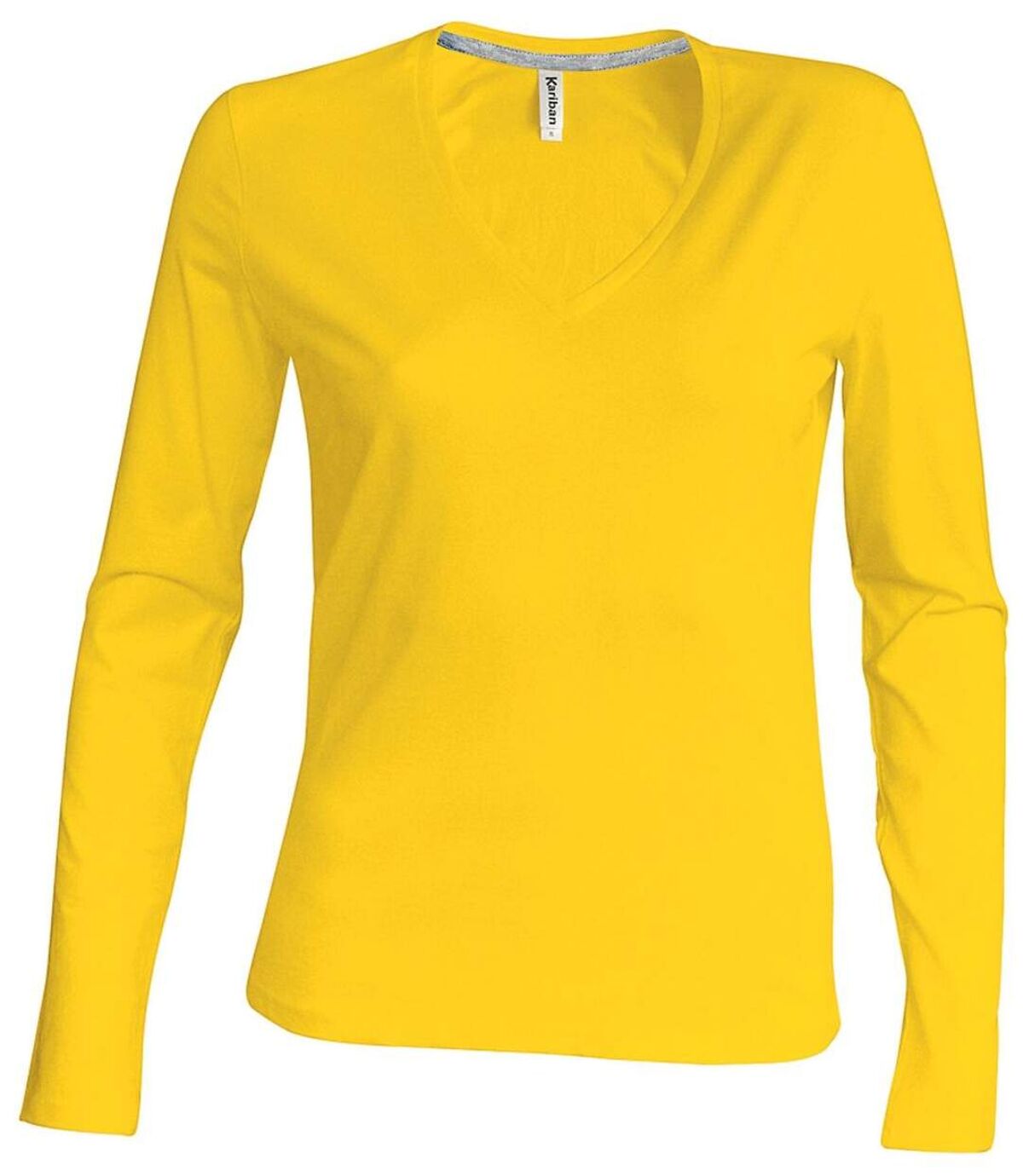 T-shirt manches longues col V - K382 - jaune - femme