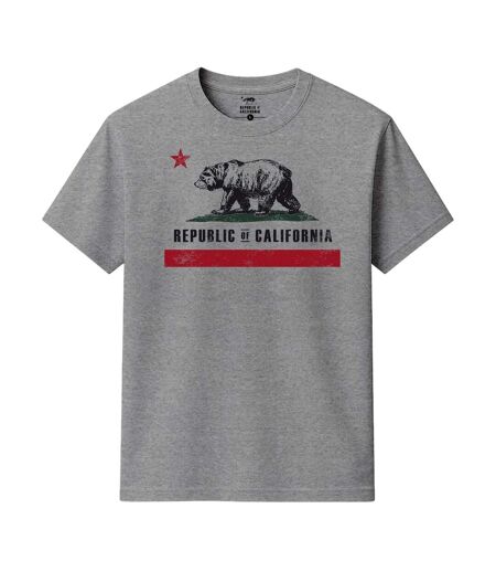T-shirt Motif/style Imprimé Graphique Old Flag Homme Gris Chiné Republic Of California