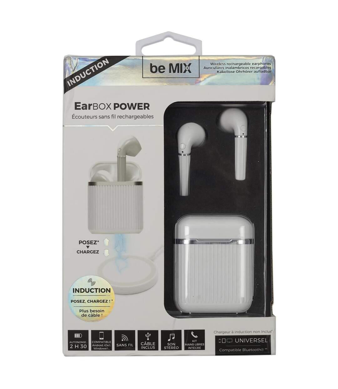 Écouteurs Sans Fils Earbox Power 17cm Blanc-5