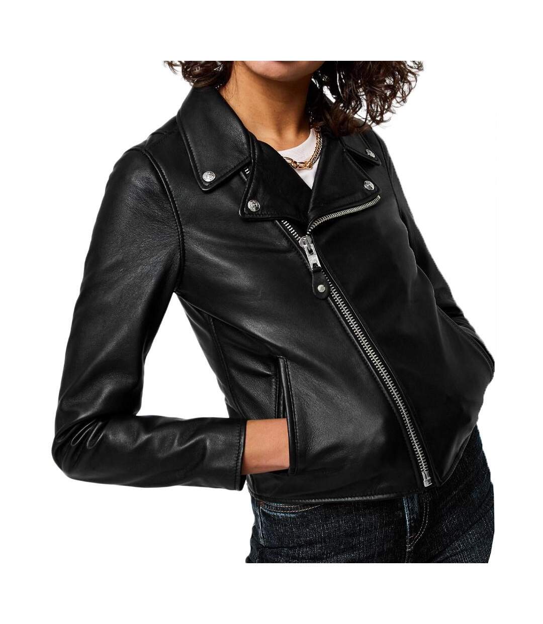 Veste en cuir Noir Femme Schott Lcw8615 - L