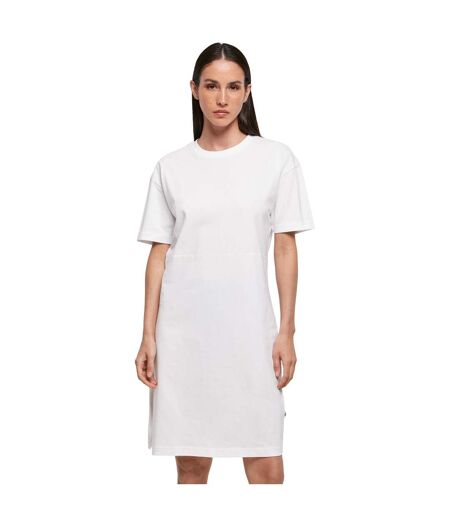 Womens/ladies Organic Robe T-shirt Surdimensionnée À Ourlet Fendu Blanc Build Your Brand