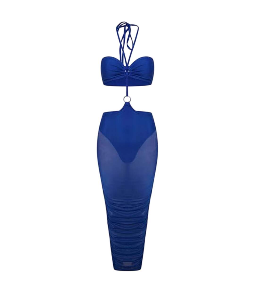 Robe Moulante Motif/style Mi-longue Femme Bleu Honeyz-2