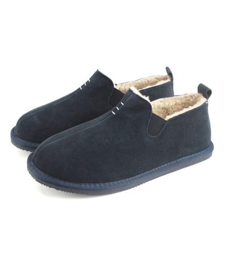 Mens david suede hard sole slipper boots navy Eastern Counties Leather