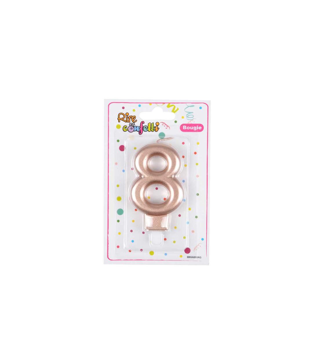 Bougie d'Anniversaire Chiffre 8 7cm Rose Gold-2