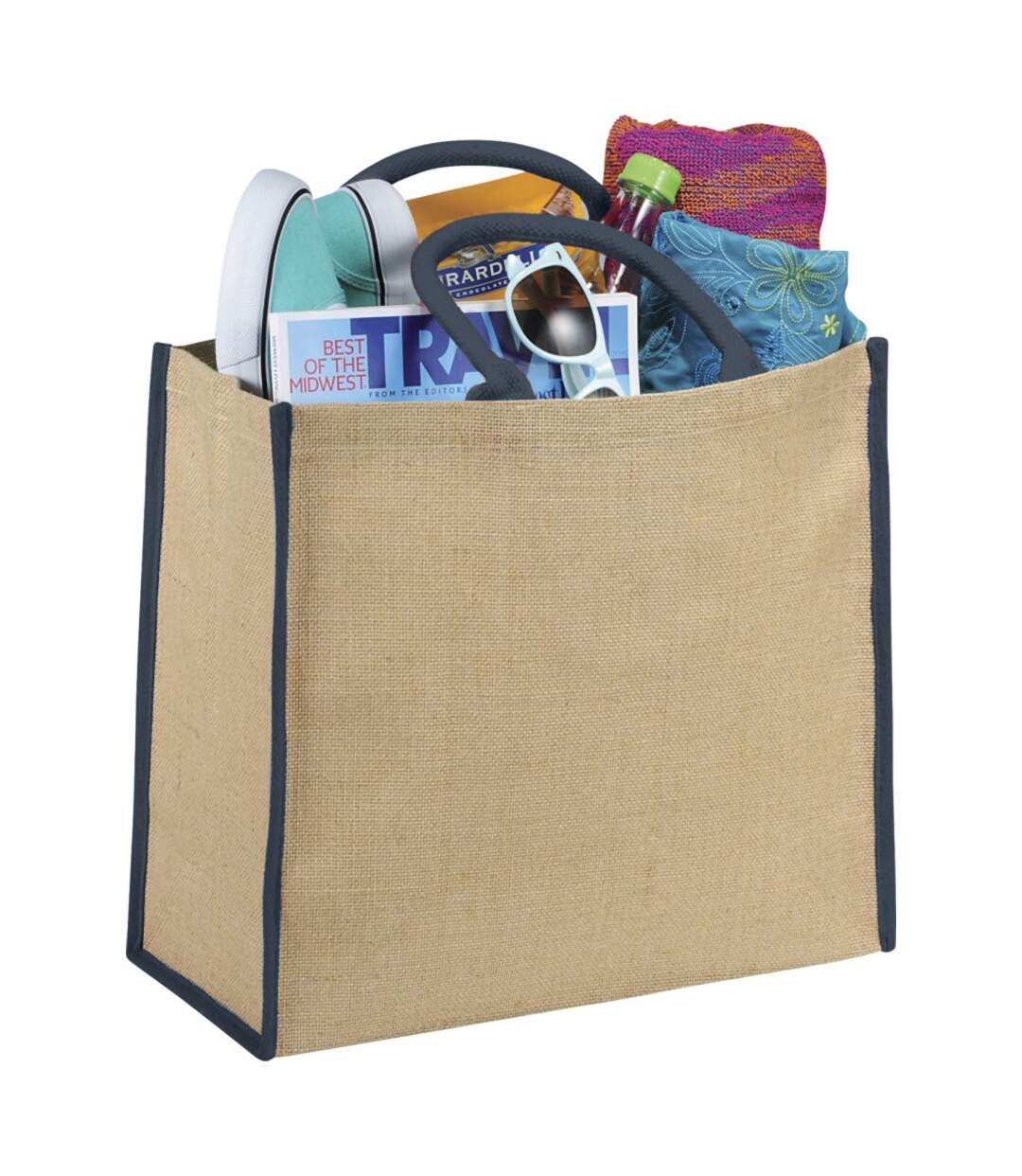 Sac En Jute The Large Mixte 40 X 20 X 35 Cm Marron Bleu-marine Bullet-1