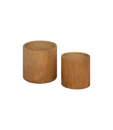 Lot de 2 Cache-Pots Effet Bois Soa 14cm Naturel