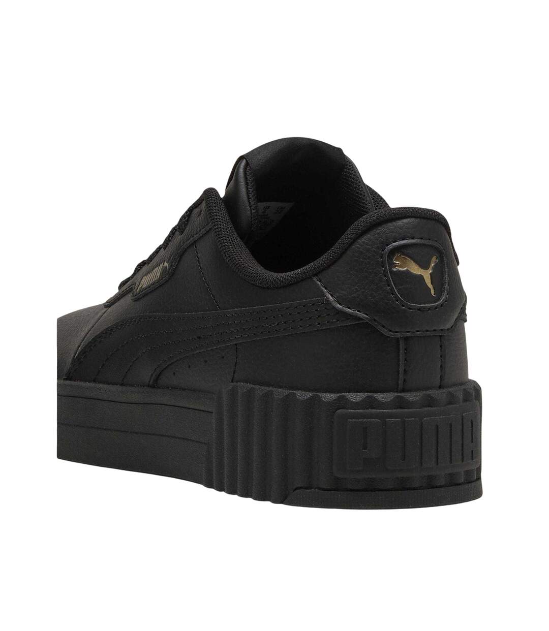 Childrens/kids Carina 3.0 Platform Trainers Black Gold Puma-2