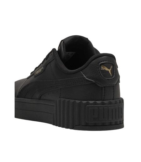 Childrens/kids Carina 3.0 Platform Trainers Black Gold Puma