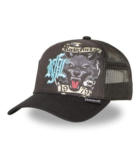 Casquette trucker imprimée avec filet Chained Wolf Rock'n Free Life