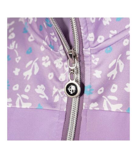 Womens/ladies Floral Base Layer Top Purple Island Green