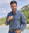 Blauw gestreept overhemd van popeline  Atlas For Men