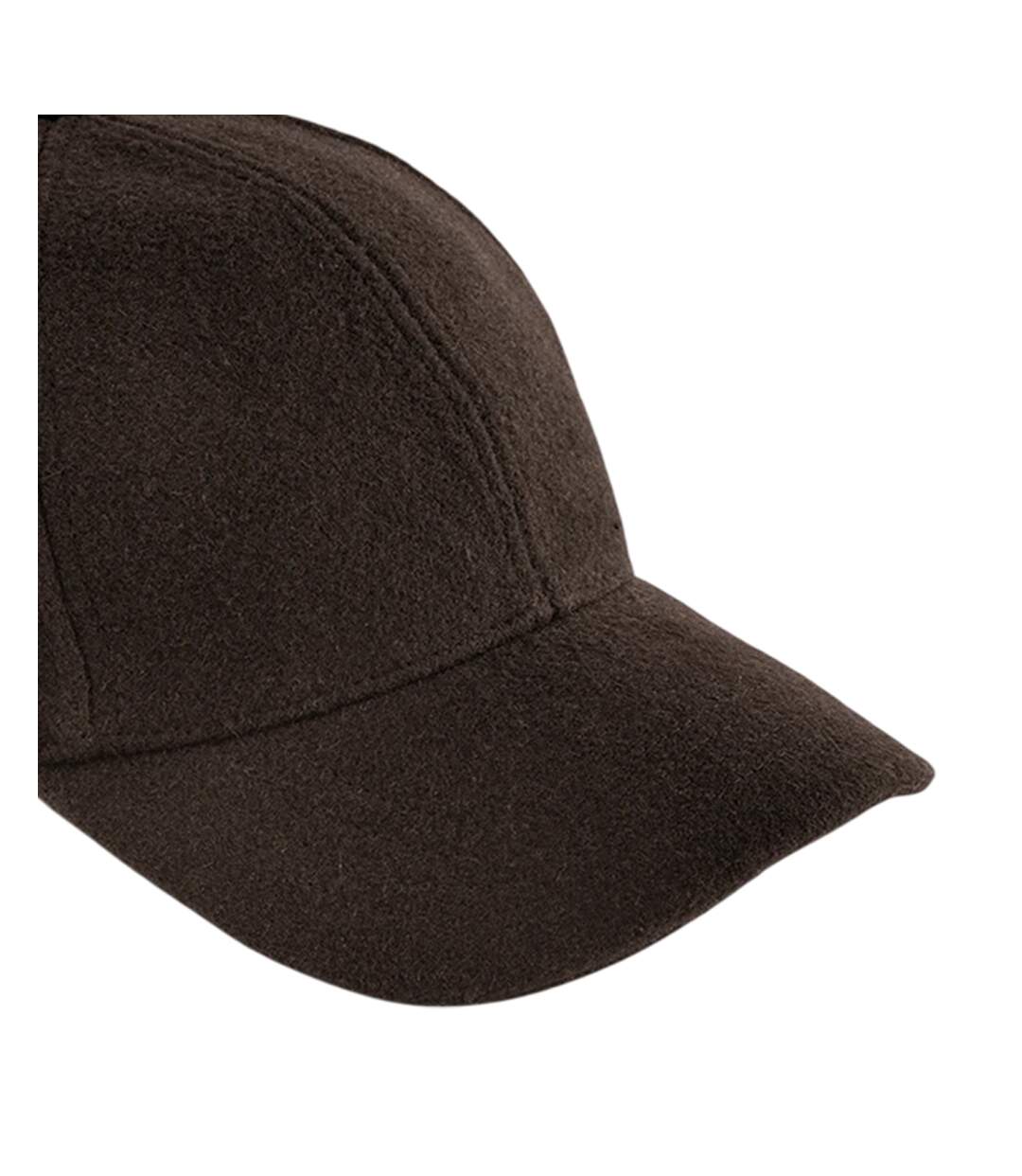 6 Panel Wool Blend Cap Dark Brown Beechfield-3