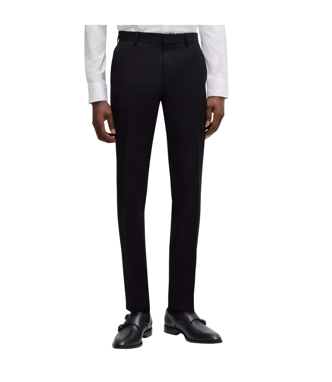 Mens Virgin Wool Trousers Black Boss-4