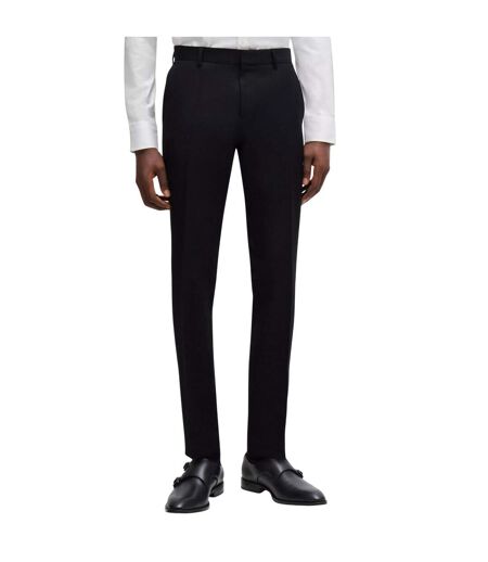 Mens Virgin Wool Trousers Black Boss