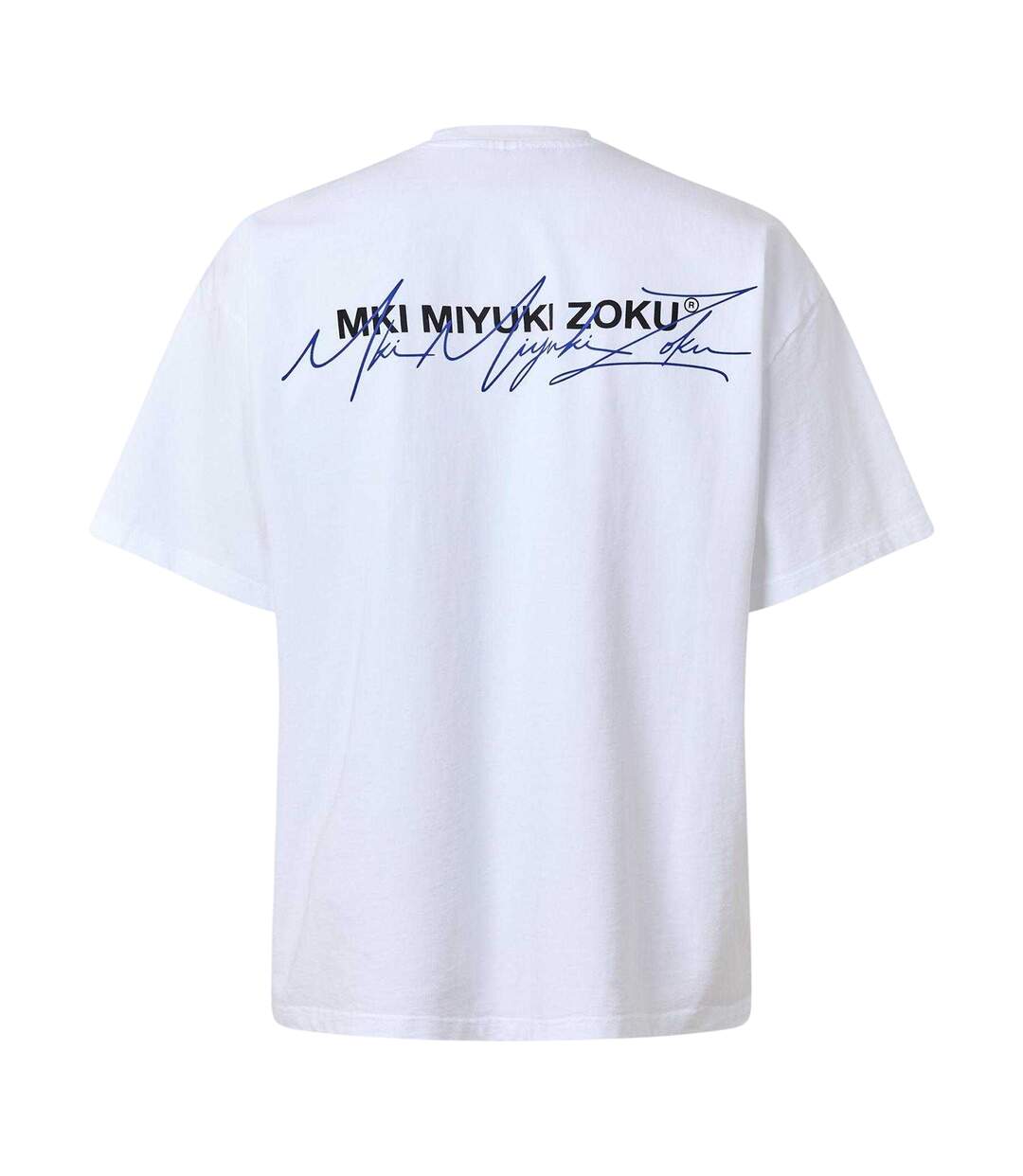 Unisex Adult Script Oversized T-shirt White Blue MKI MIYUKI ZOKU-2