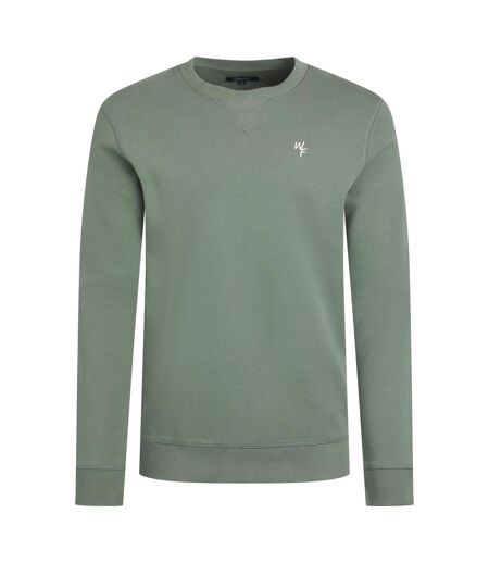 Mens carlise premium loopback crew neck sweatshirt army green Weird Fish