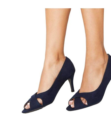 Womens/ladies Honey Peep Toe Wide Sandals Navy Good For The Sole