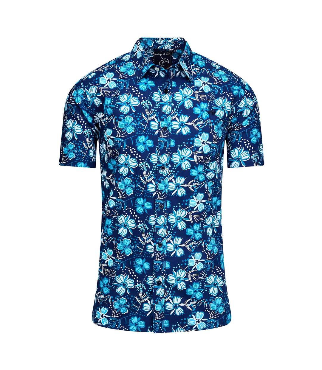 Mens blossom short-sleeved shirt navy Raging Bull-1